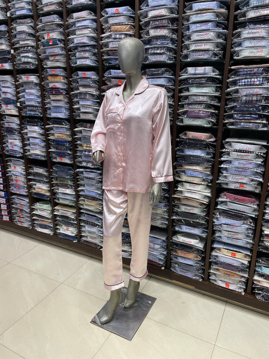 Silk Night Suit for Women – Pink