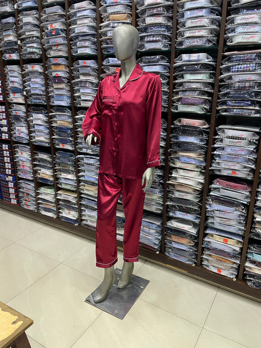 Silk Night Suit for Women – RED