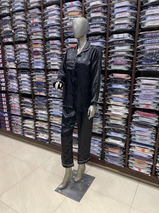 Silk Night Suit for Women – Black