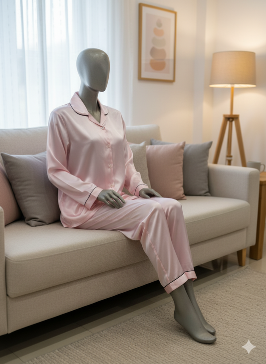 Silk Night Suit for Women – Pink