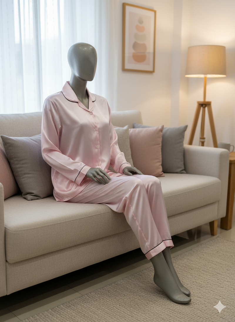 Silk Night Suit for Women – Pink