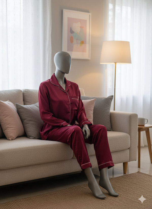 Silk Night Suit for Women – RED