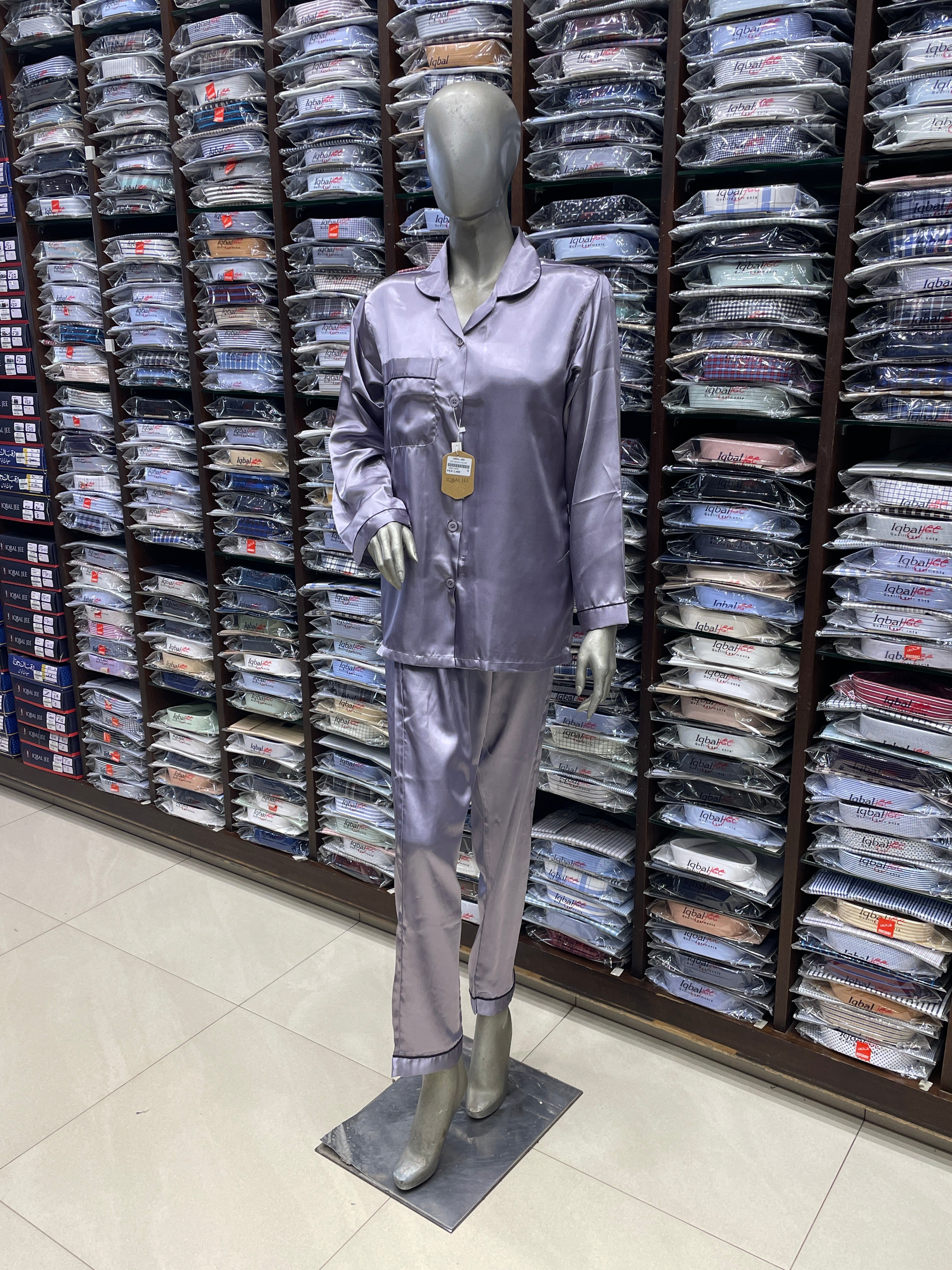 Silk Night Suit for Women – Silver