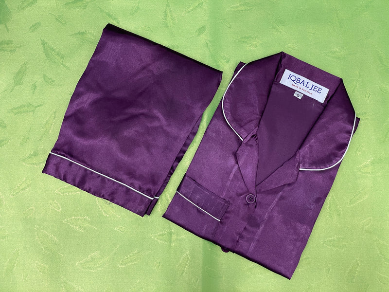 Silk Night Suit for Women – Purple