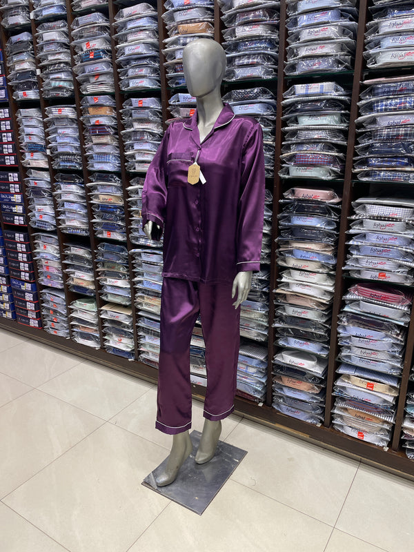 Silk Night Suit for Women – Purple