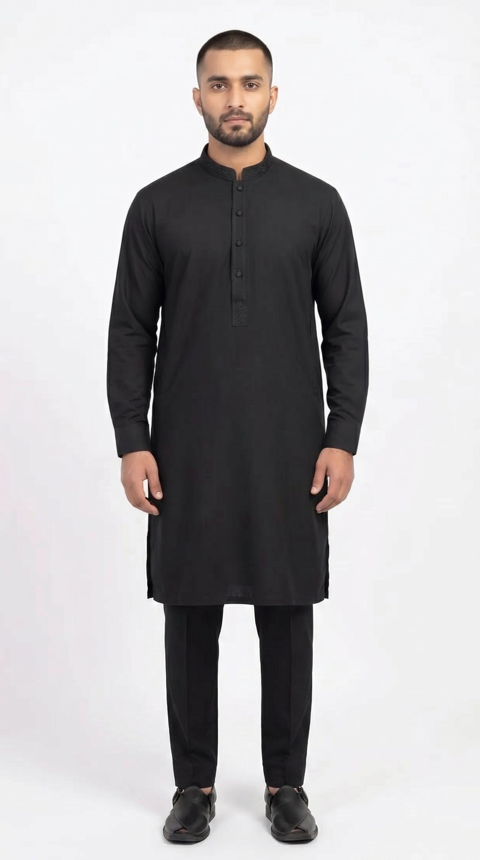 Black Qameez Pajama with Embroidery