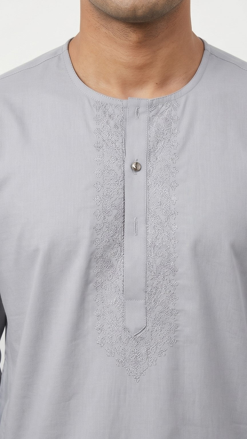 Ash Classic Round Neck Kurta – Ash Grey