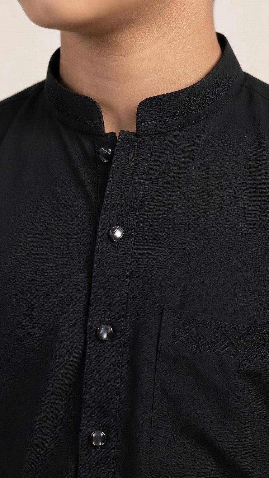 Black Shalwar Kameez – Bend Couleur Boys (7–15 Years)