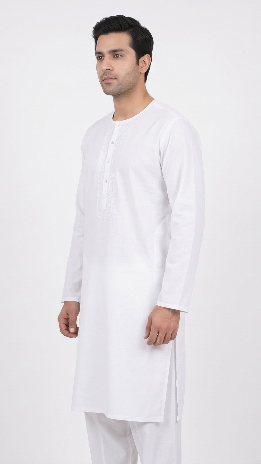 Pure Classic Round Neck Kurta – White