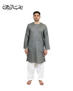 Men’s Round Neck Dark Gray Kali Kurta – Premium 100% Pure Cotton