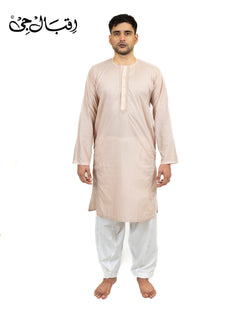 Men’s Round Neck Light Fawn Kali Kurta – Premium 100% Pure Cotton