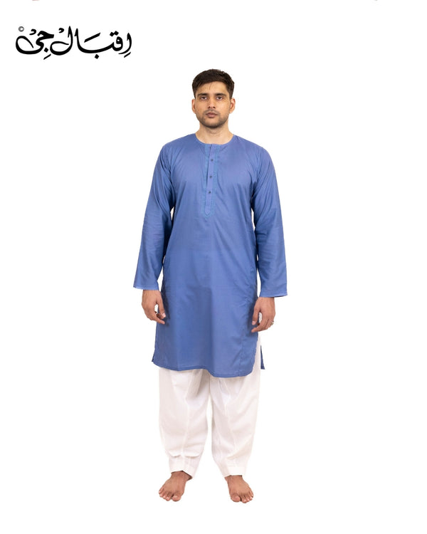 Men’s Round Neck Dark Blue Kali Kurta – Premium 100% Pure Cotton