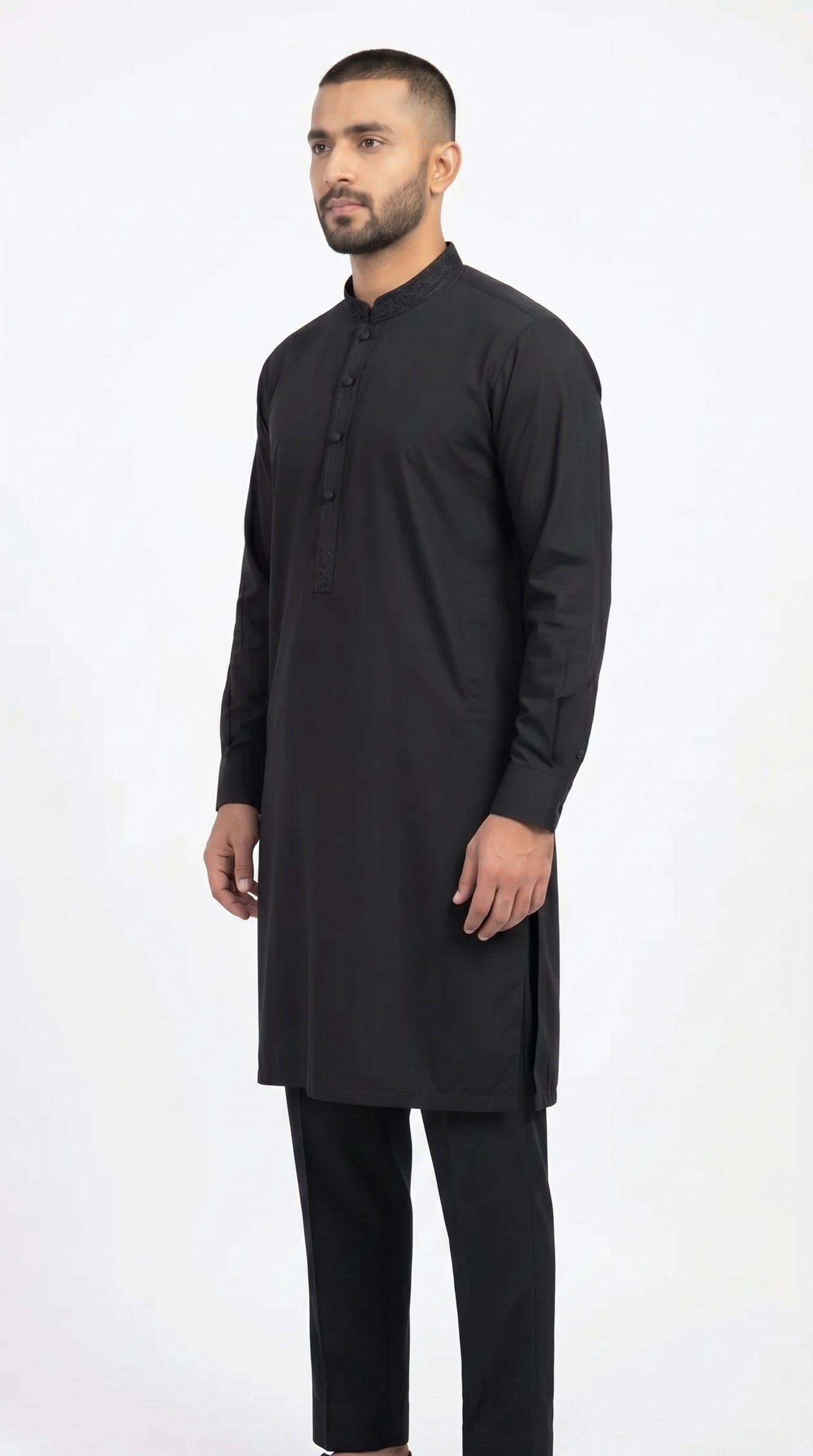 Black Qameez Pajama with Embroidery