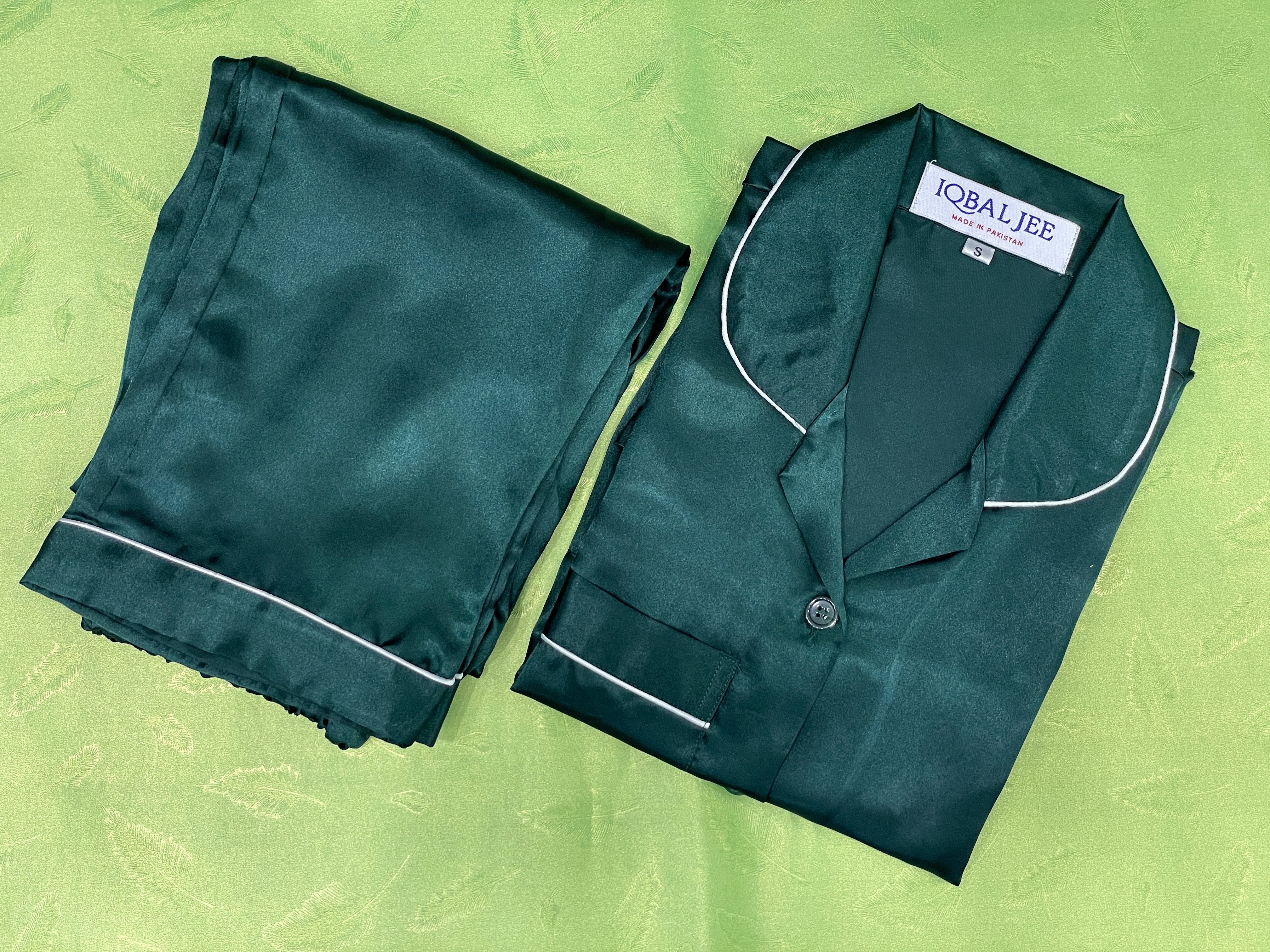 Silk Night Suit for Women – Dark Green