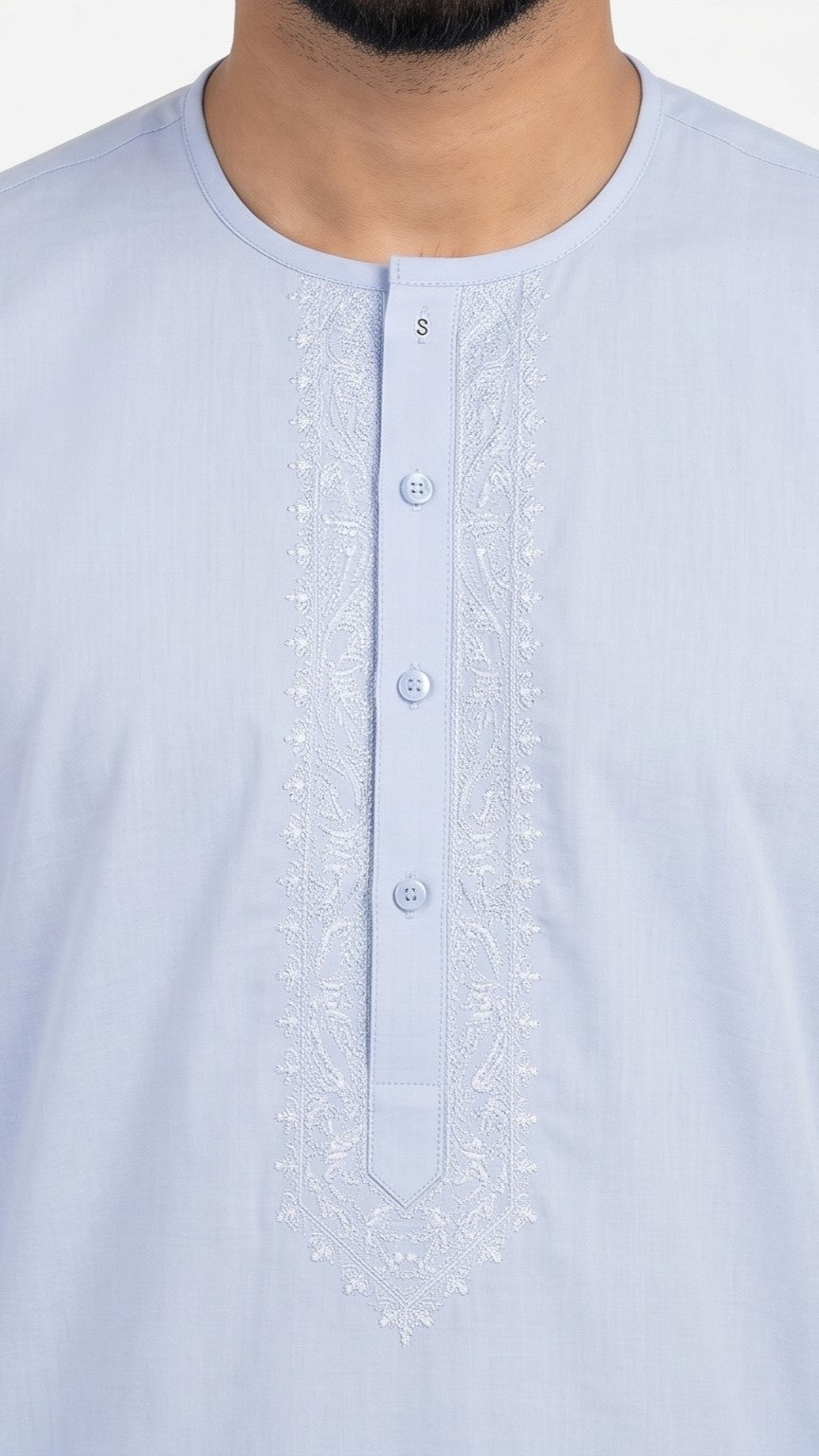 Sky Classic Round Neck Kurta – Light Blue