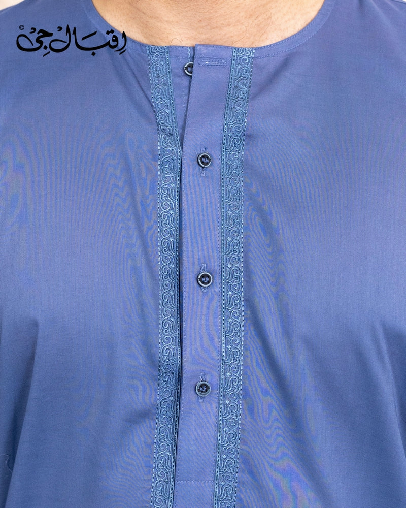 Men’s Round Neck Dark Blue Kali Kurta – Premium 100% Pure Cotton