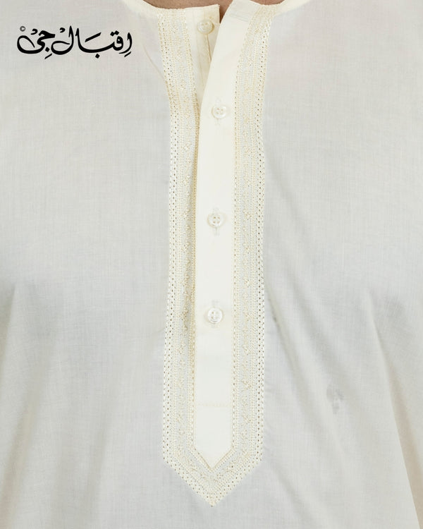 Men’s Round Neck Cream Color Kali Kurta – Premium 100% Pure Cotton