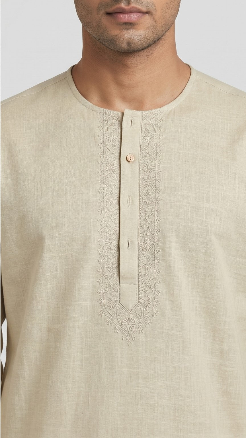 Fawn Classic Round Neck Kurta – Fawn