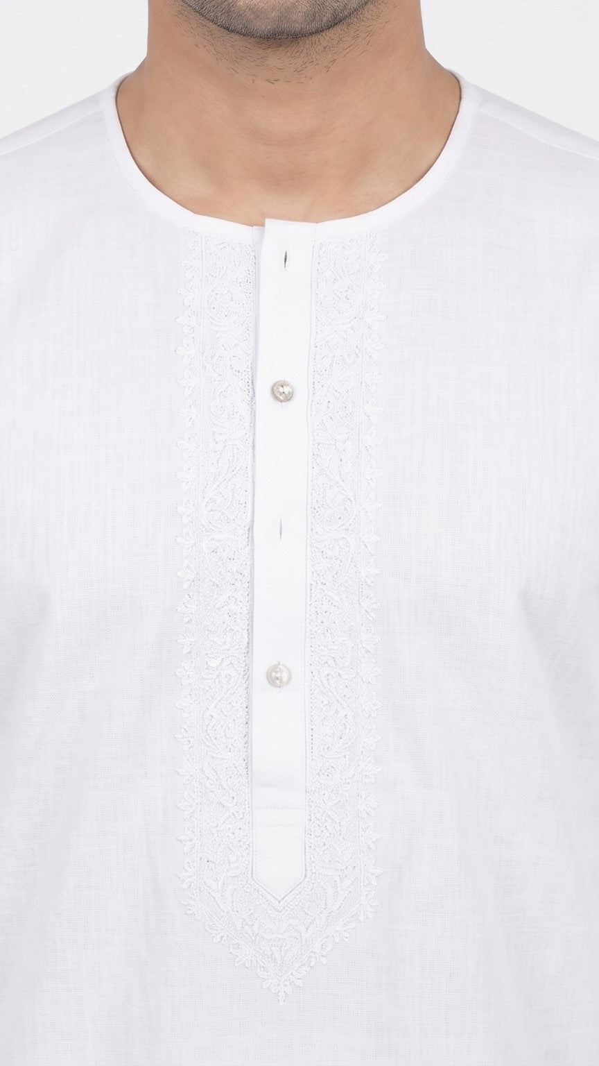 Pure Classic Round Neck Kurta – White