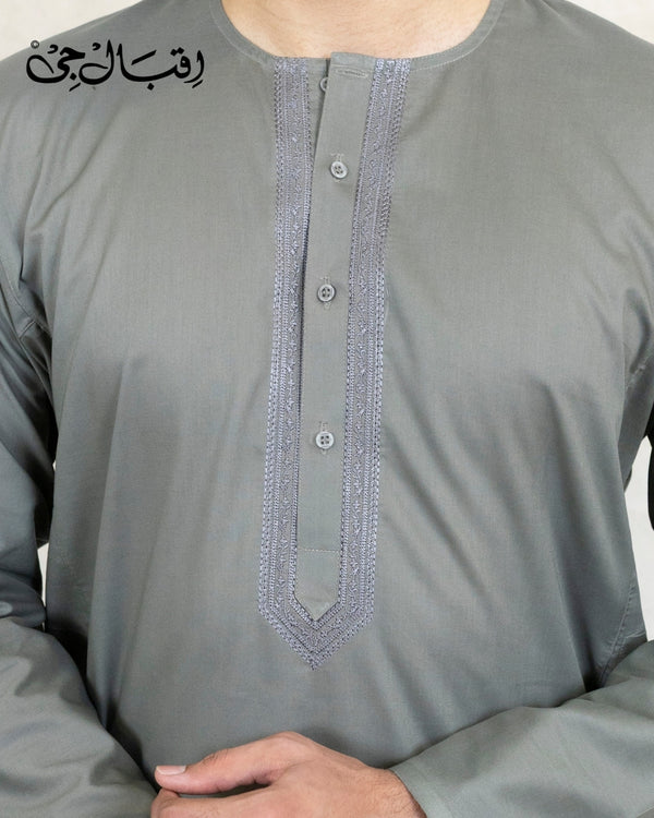 Men’s Round Neck Dark Gray Kali Kurta – Premium 100% Pure Cotton