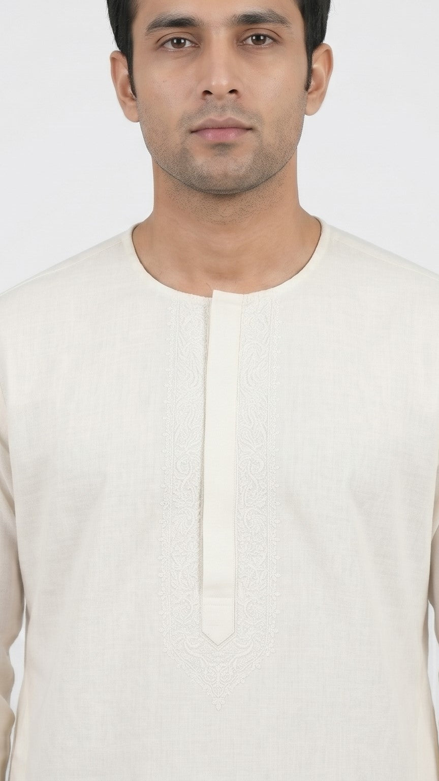 Ivory Classic Round Neck Kurta – Off White