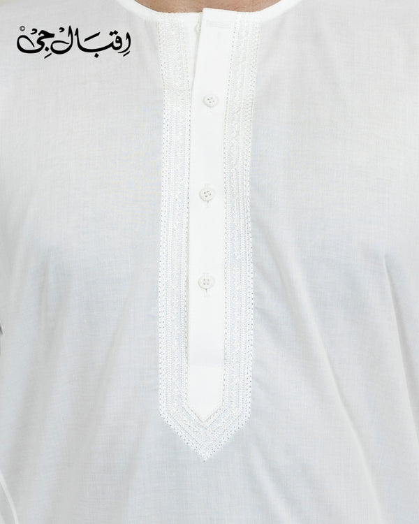 Men’s Round Neck Off-White Kali Kurta – Premium 100% Pure Cotton