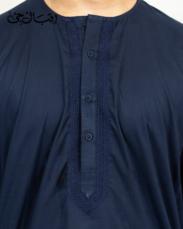 Men’s Round Neck Navy Blue Kali Kurta – Premium 100% Pure Cotton