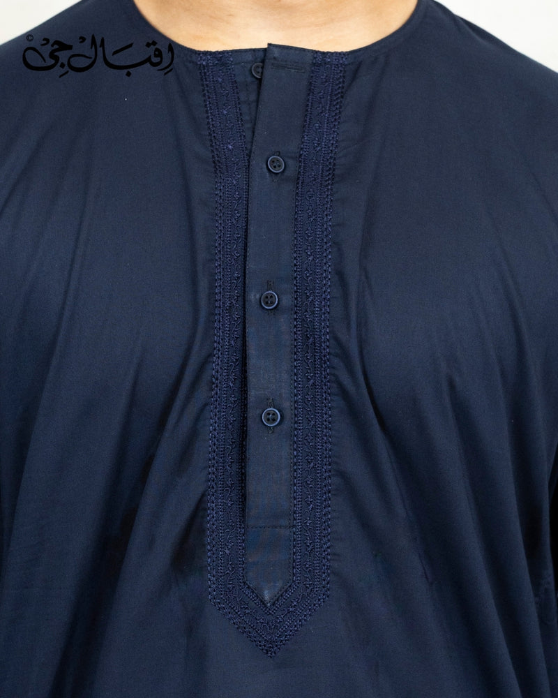 Men’s Round Neck Navy Blue Kali Kurta – Premium 100% Pure Cotton