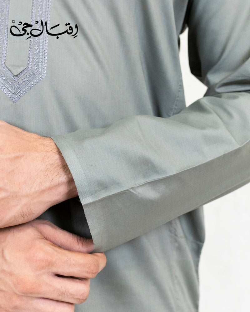 Men’s Round Neck Dark Gray Kali Kurta – Premium 100% Pure Cotton