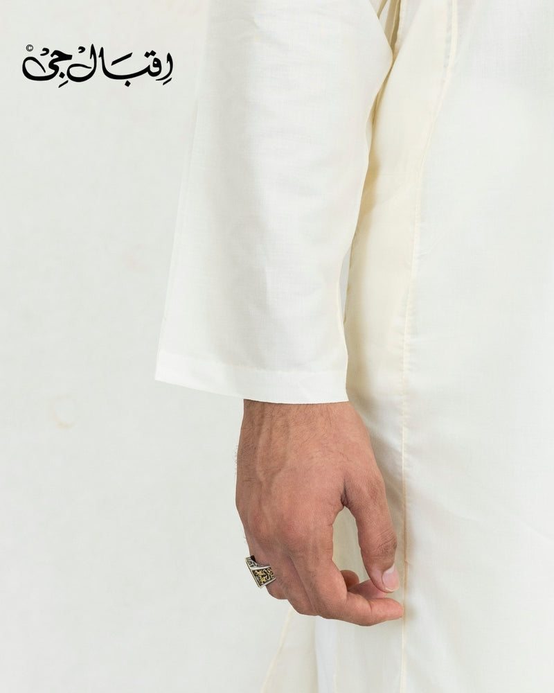 Men’s Round Neck Cream Color Kali Kurta – Premium 100% Pure Cotton