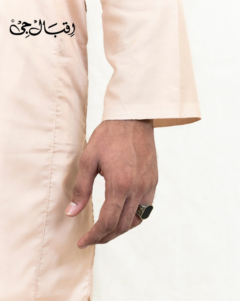 Men’s Round Neck Light Fawn Kali Kurta – Premium 100% Pure Cotton