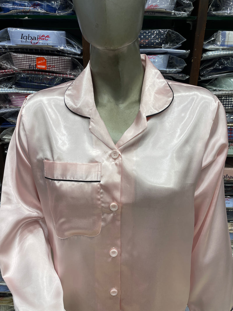 Silk Night Suit for Women – Pink