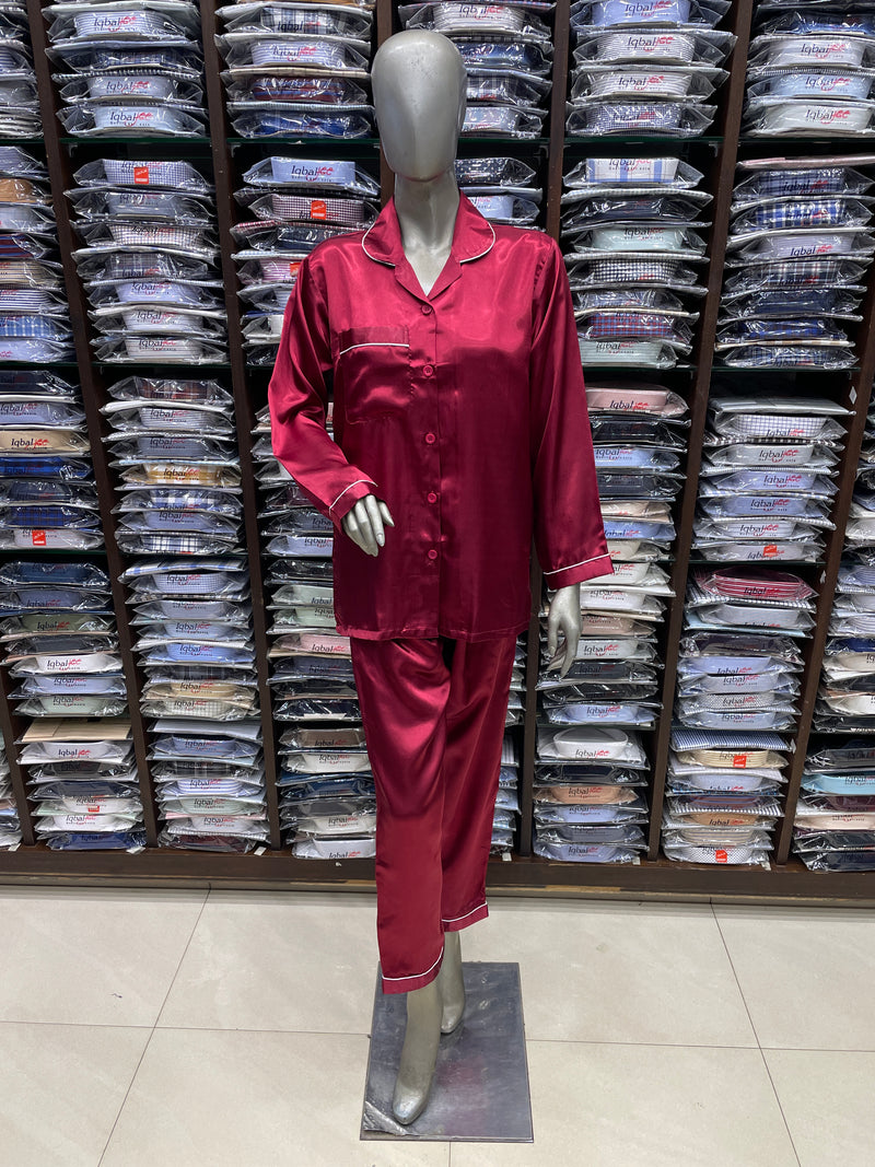 Silk Night Suit for Women – RED