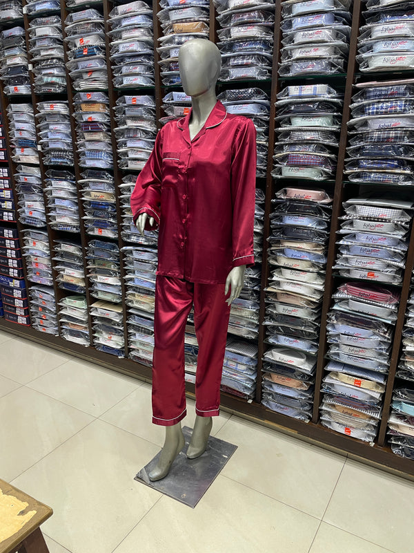Silk Night Suit for Women – RED