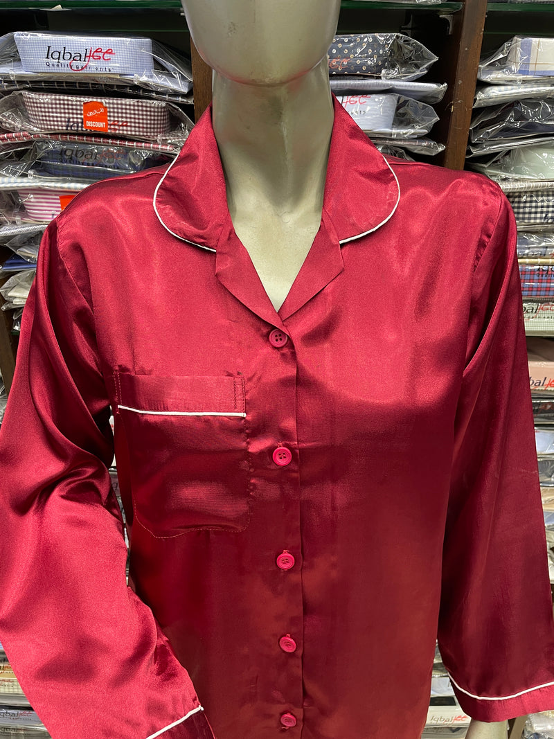 Silk Night Suit for Women – RED