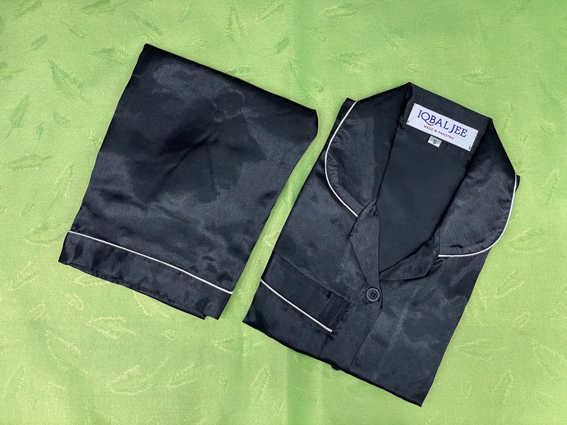 Silk Night Suit for Women – Black