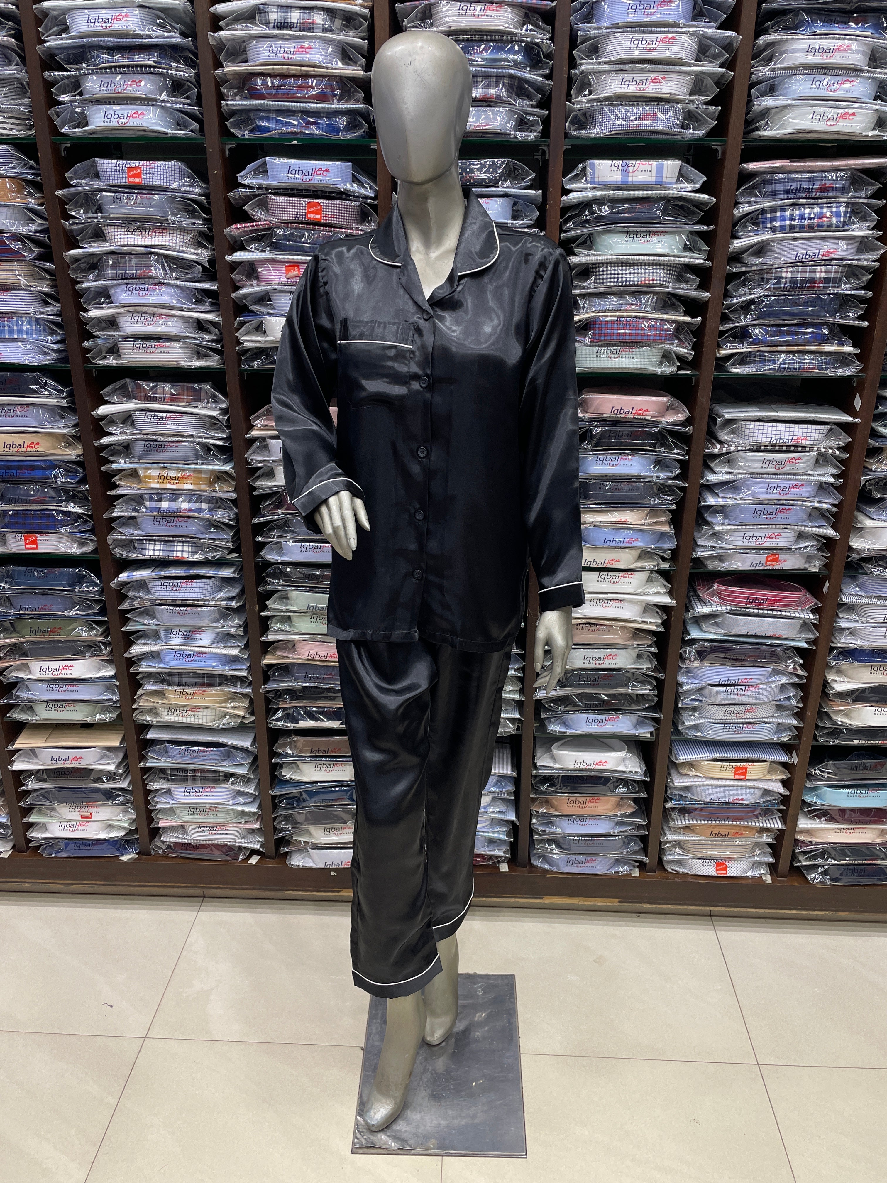 Silk Night Suit for Women – Black