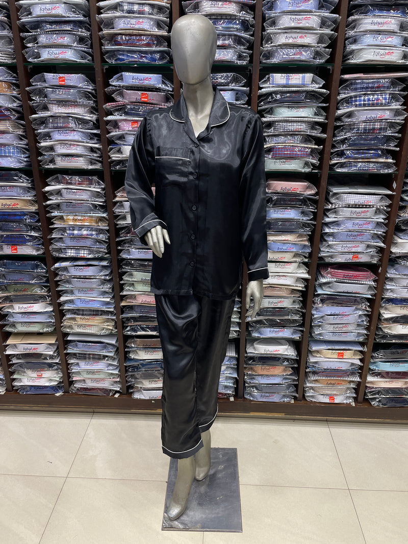 Silk Night Suit for Women – Black