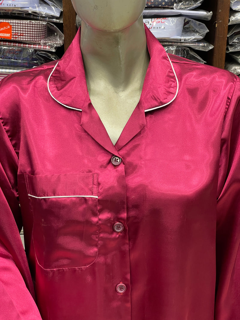 Silk Night Suit for Women – Mehroon