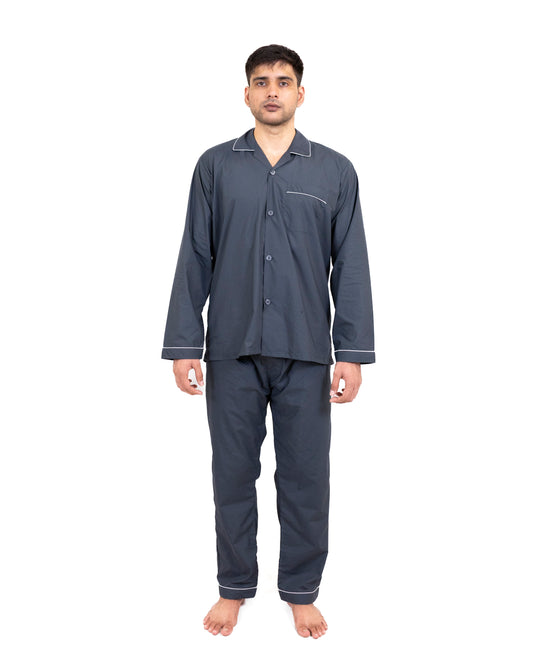 Men and Women Dark Grey Night Suit - Sleep Wear | 100% Cotton
