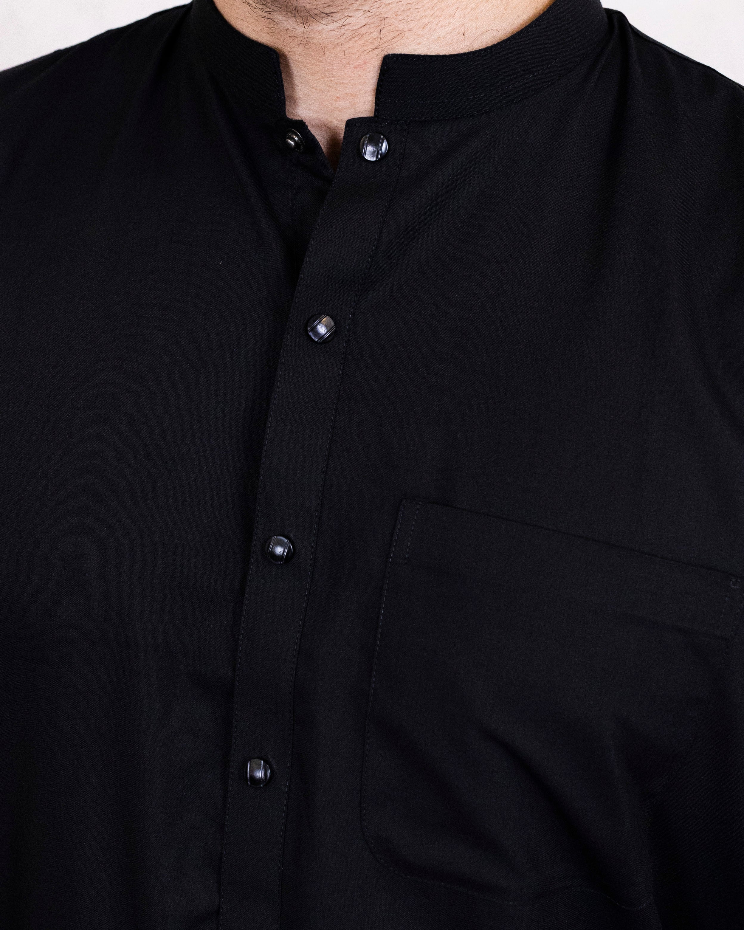 Men’s Black Shalwar Kameez | Bend Collar