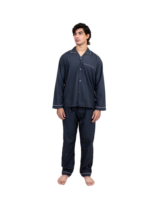 Men and Women Dark Blue Night Suit - Sleep Wear | 100% Cotton