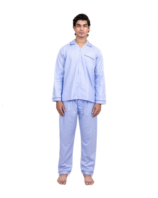 Men and Women Sky Color Night Suit - Sleep Wear | 100% Cotton