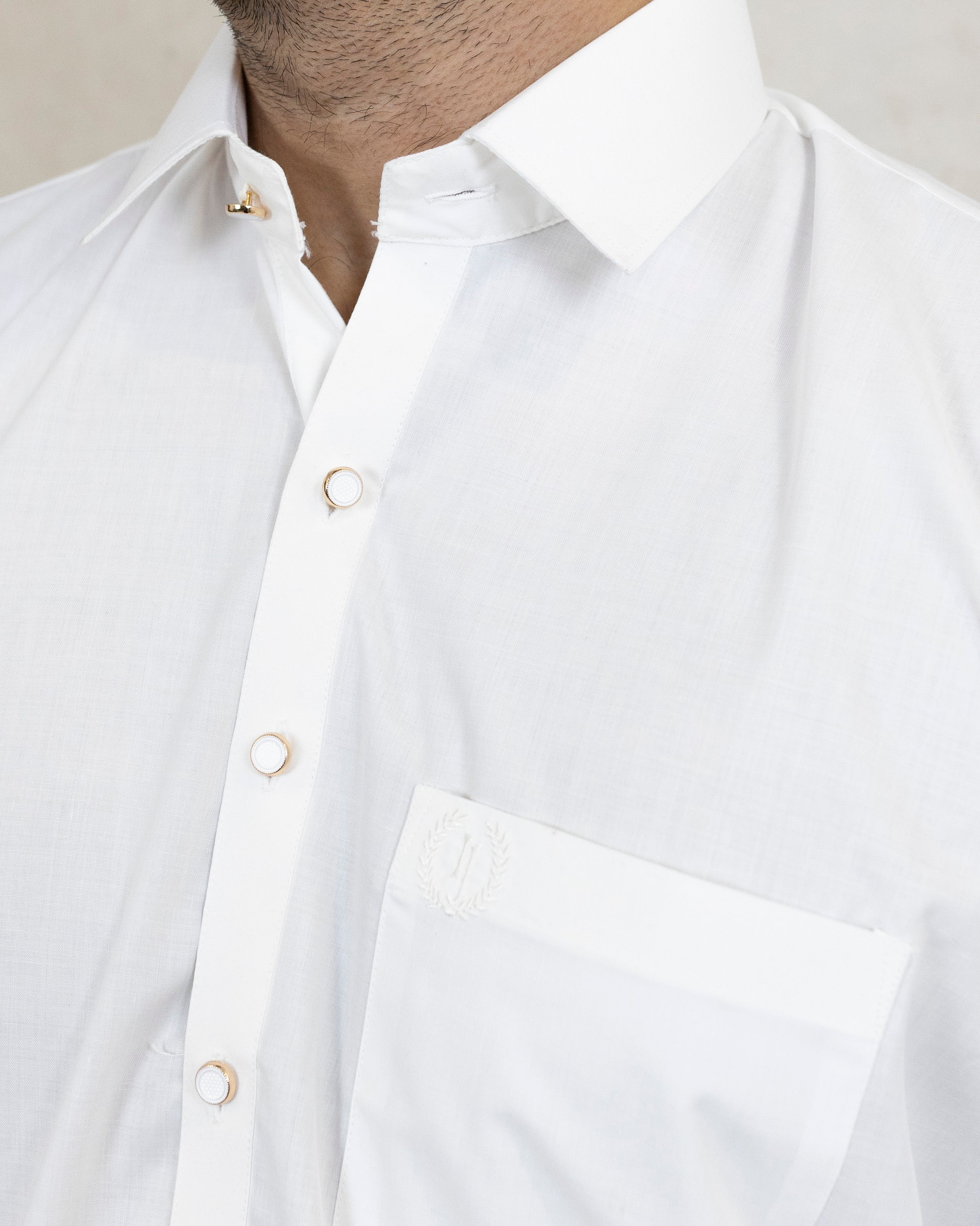 Off-White Qameez Shalwar for Men | Shirt Collar