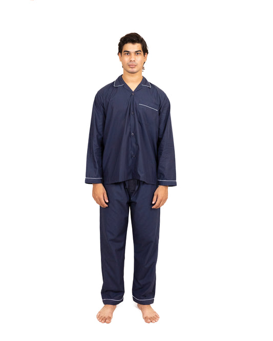 Men and Women Royal Blue Night Suit - Sleep Wear | 100% Cotton